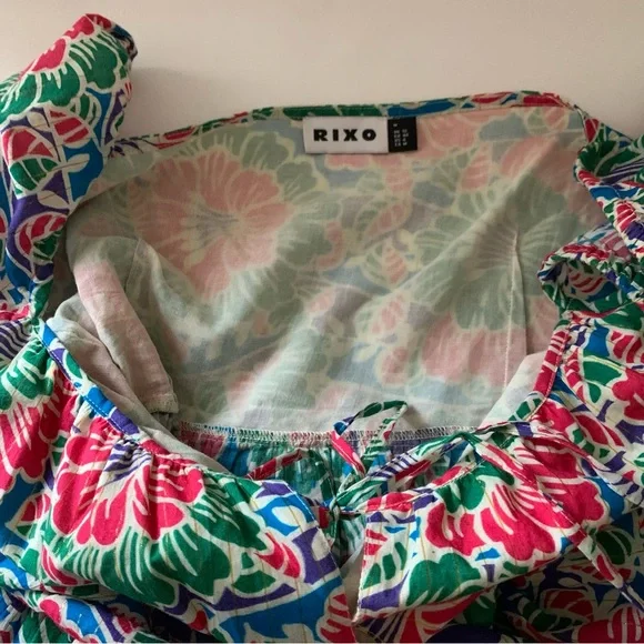 Rixo London Roxy Hibiscus Floral Long Sleeve Cotton Mini Dress, Medium - Picture 14 of 16